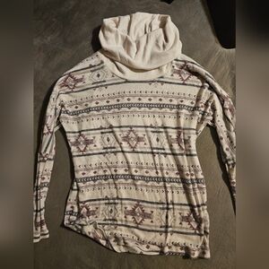 Maurices Patterned Cream Turtle-Neck Sweater